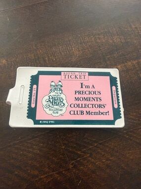 Precious Moments Pink and Teal Collectors Club luggage tag